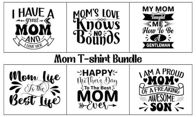 Diseño del paquete vectorial de la camiseta de mamá