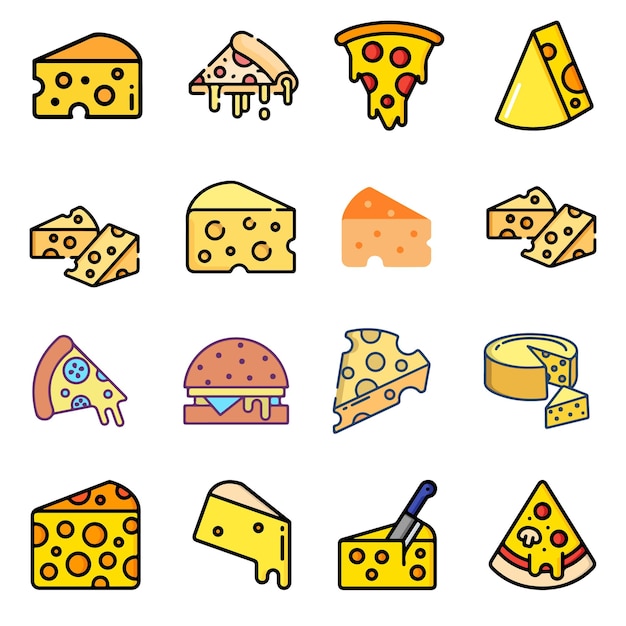 Diseño de paquetes de iconos de queso en Adobe Illustrator Descargar ahora el archivo Victor jpeg psd png svg
