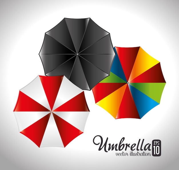 Diseño de paraguas, ilustración vectorial.