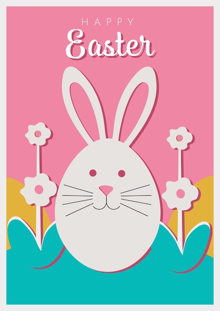 diseño de pascua feliz ilustración vectorial gráfico fondo rosado