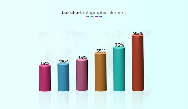 Diseño de paso de infografía empresarial de gráfico de barras de vector 3d isométrico