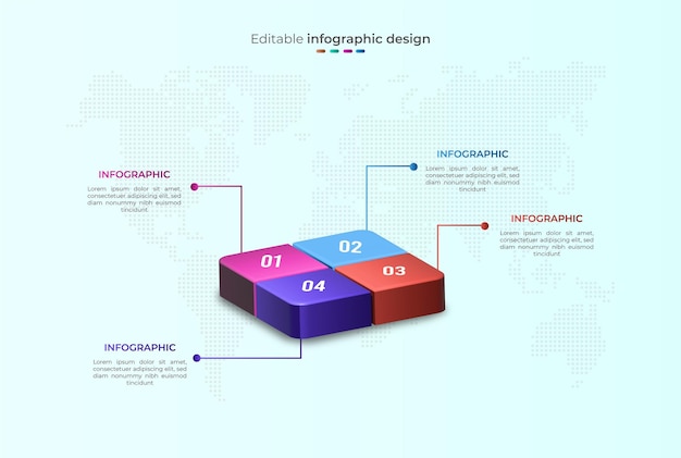 Diseño de paso de infografía de negocio de vector isométrico