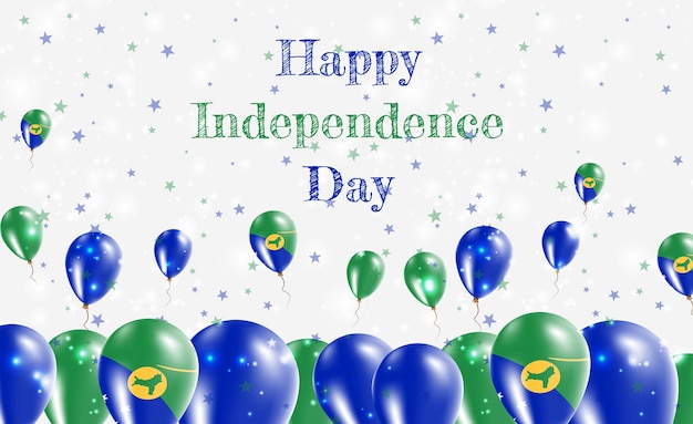 Diseño patriótico del día de la independencia de la isla de navidad. globos con los colores nacionales de la isla de navidad. tarjeta de felicitación feliz del vector del día de la independencia.