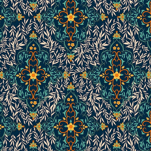 Diseño de patrón de alfombra persa dibujado a mano