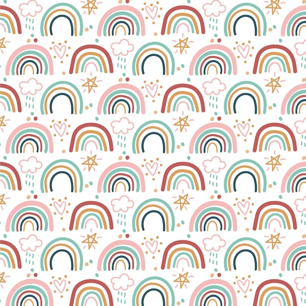 Diseño de patrón de arco iris dibujado a mano