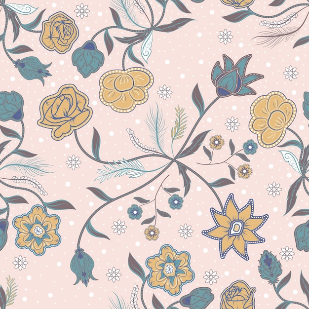 diseño de patrón de batik floral abstracto de color pastel
