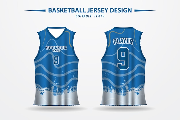 un diseño de patrón de camiseta de baloncesto vectorial y una plantilla para imprimir el anverso y el reverso