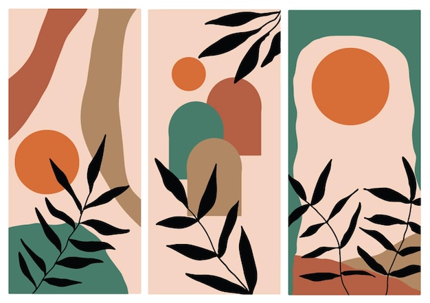 diseño de patrón de color de hoja y línea