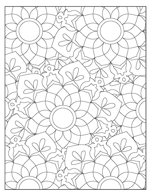 Diseño de patrón de coloración de mandala de flores