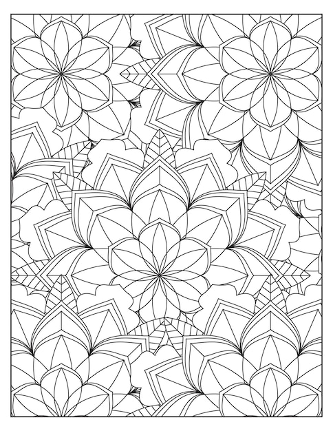 Diseño de patrón de coloración de mandala de flores