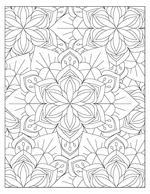 Diseño de patrón de coloración de mandala de flores