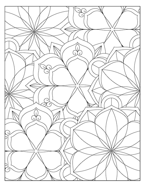 Diseño de patrón de coloración de mandala de flores