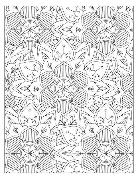 Diseño de patrón de coloración de mandala de flores