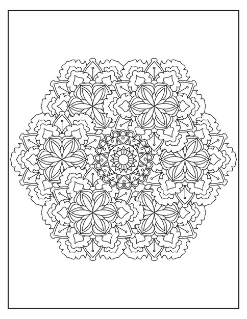 Diseño de patrón de coloración de mandala de flores