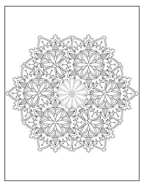 Diseño de patrón de coloración de mandala de flores