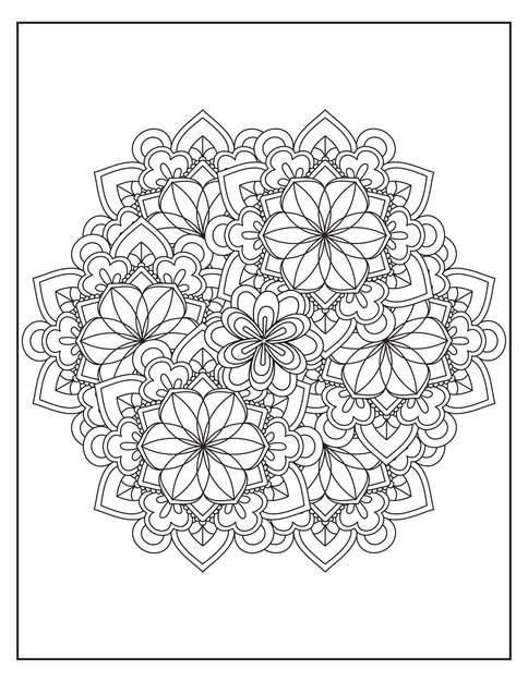 Diseño de patrón de coloración de mandala de flores