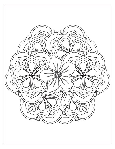 Diseño de patrón de coloración de mandala de flores