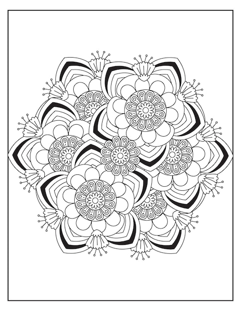 Diseño de patrón de coloración de mandala de flores
