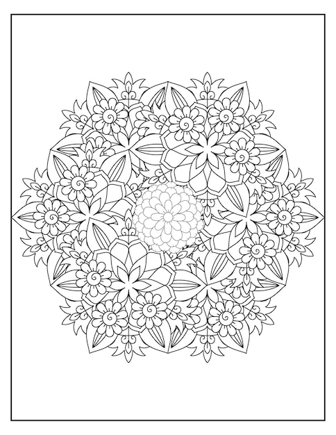 Diseño de patrón de coloración de mandala de flores