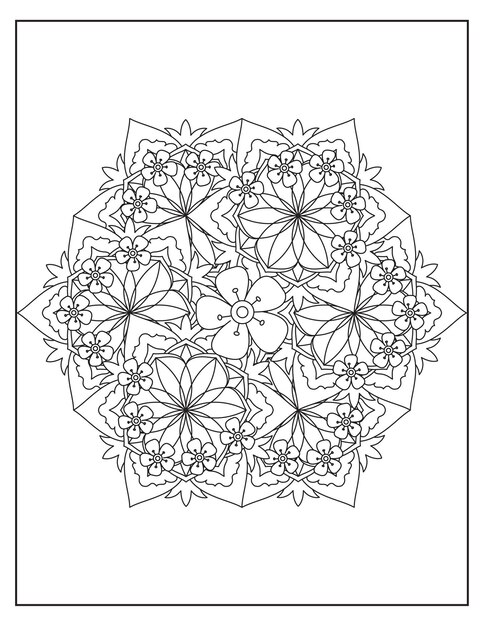 Diseño de patrón de coloración de mandala de flores