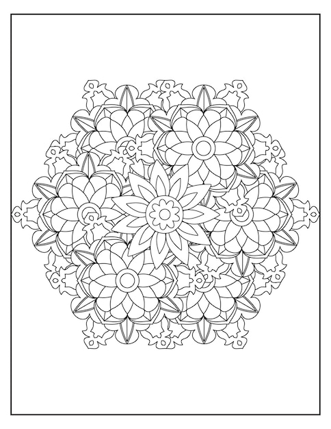 Diseño de patrón de coloración de mandala de flores