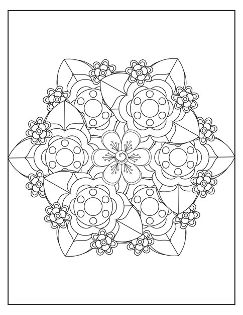Diseño de patrón de coloración de mandala de flores