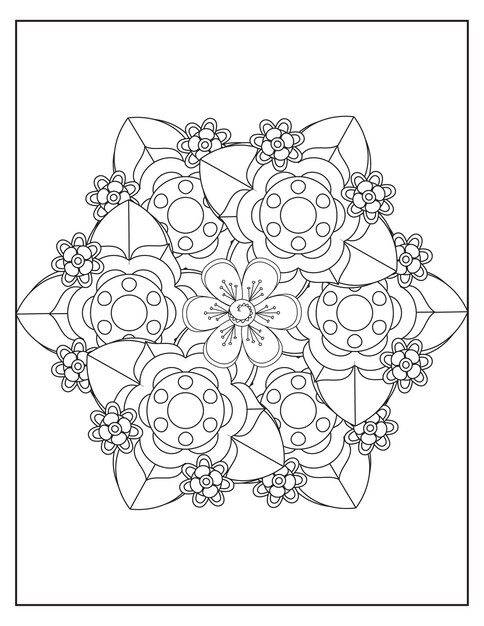 Diseño de patrón de coloración de mandala de flores