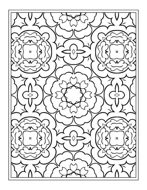 Diseño de patrón de coloración de mandala de flores