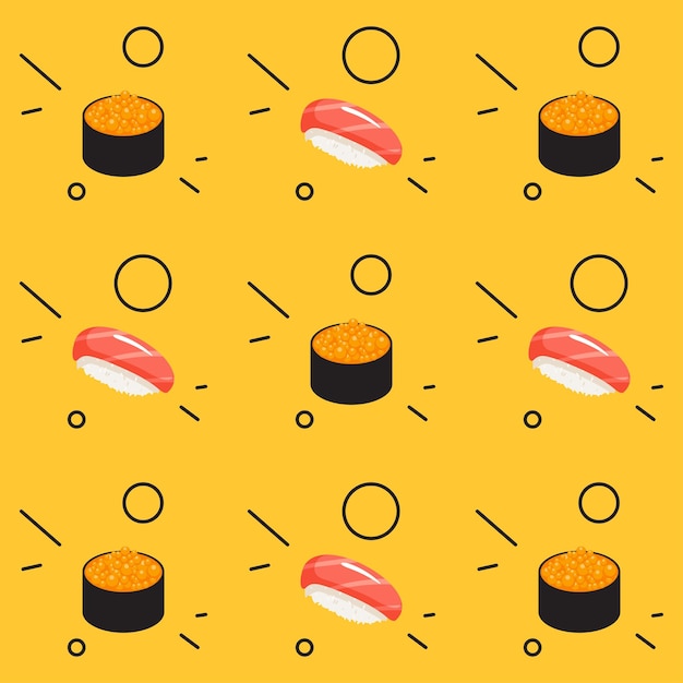 Vector diseño de patrón de comida tradicional de sushi