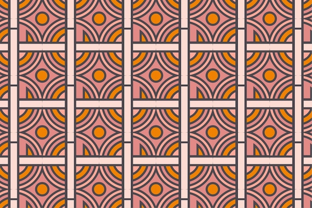 diseño de patrón sin costuras de cuarto de círculo de mosaico con combinación de pasta rosa multicolor y naranja