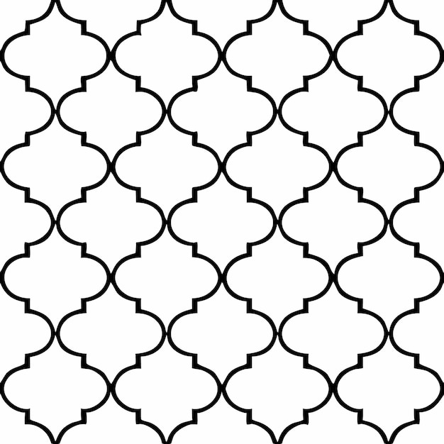 Diseño de patrón sin costuras de cuatro hojas en blanco y negro