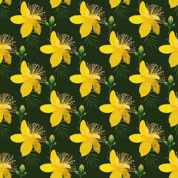 Diseño de patrón sin costuras de flor amarilla
