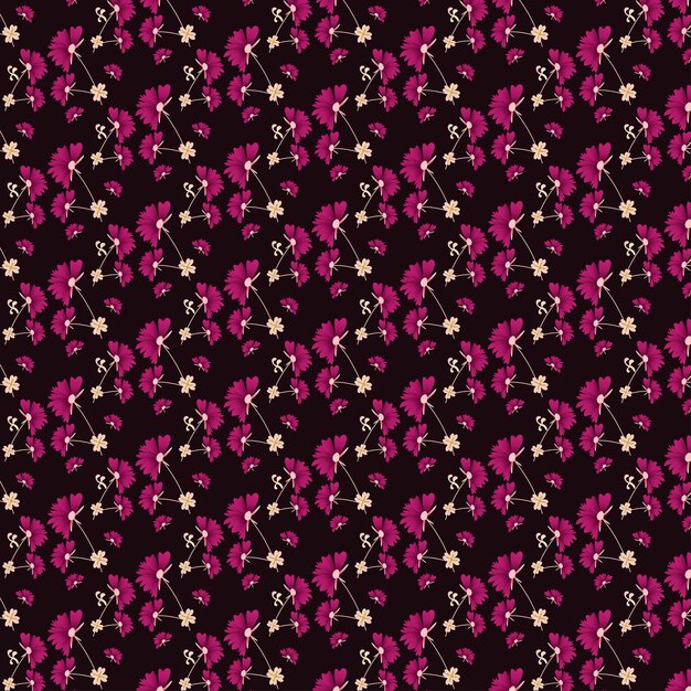 diseño de patrón sin costuras de flor de flor fondo azul oscuro