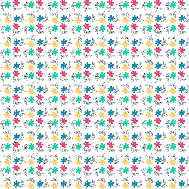 diseño de patrón sin costuras de flores dibujado a mano