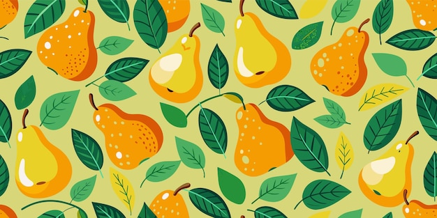 Vector diseño de patrón sin costuras de fruta de pera