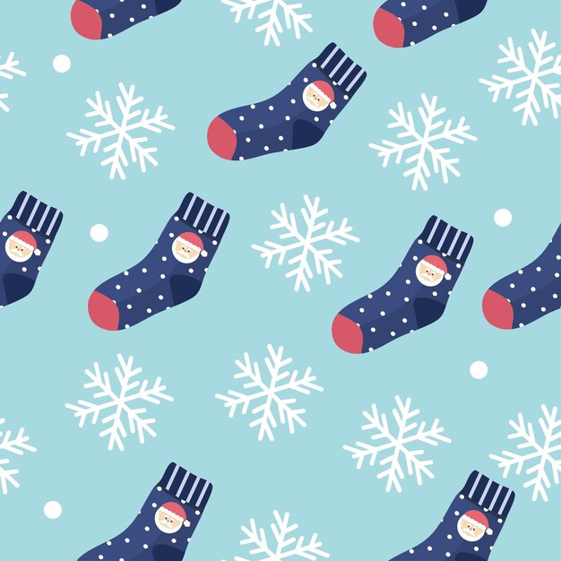 Diseño de patrón sin costuras de Navidad plano dibujado a mano con un lindo estilo kawaii