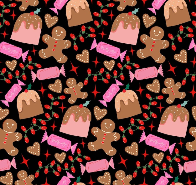 Diseño de patrón sin costuras de Navidad plano
