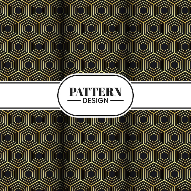 Diseño de patrón sin costuras vectorial vintage con color dorado moderno