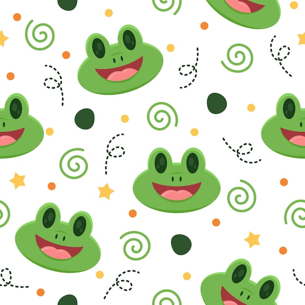 Diseño de patrón de dibujos animados de ranas lindas