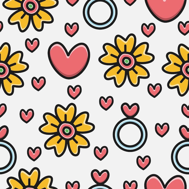 Diseño de patrón de doodle de dibujos animados de valentin