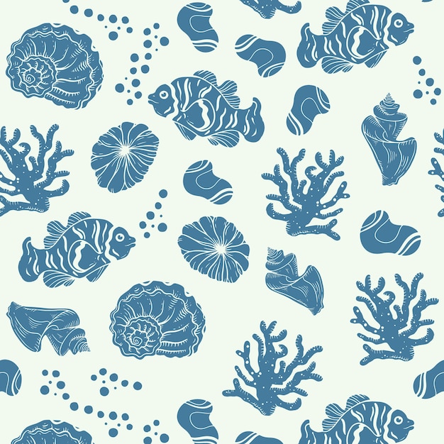 Diseño de patrón de duotono de verano dibujado a mano