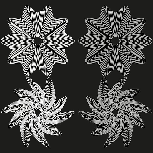 Diseño de patrón de estrella Estilo de contorno punteado Símbolo geométrico negro Ilustración de forma vectorial