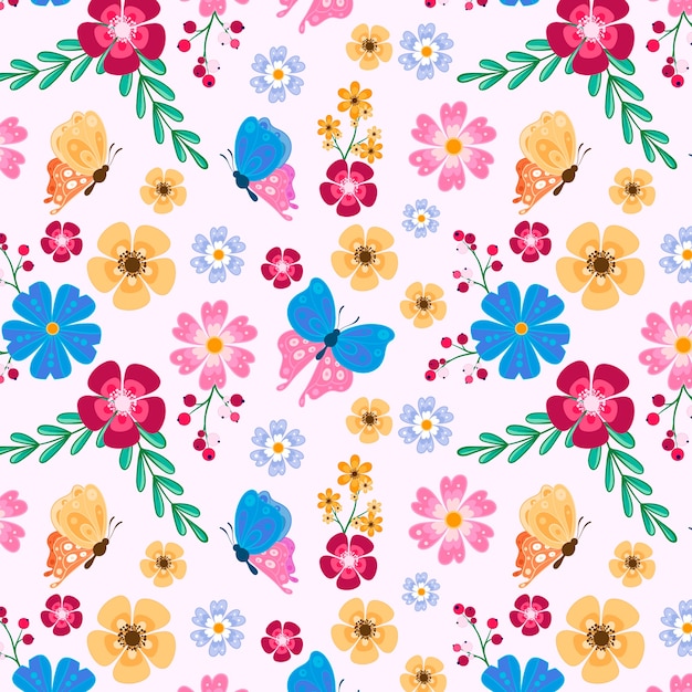 Vector diseño de patrón floral dibujado a mano para la primavera.