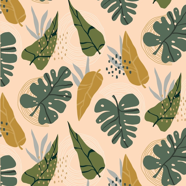 Diseño de patrón floral de diseño plano dibujado a mano
