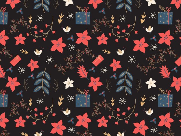 Diseño de patrón floral exclusivo de Navidad