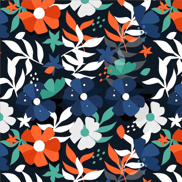 Diseño de patrón floral plano