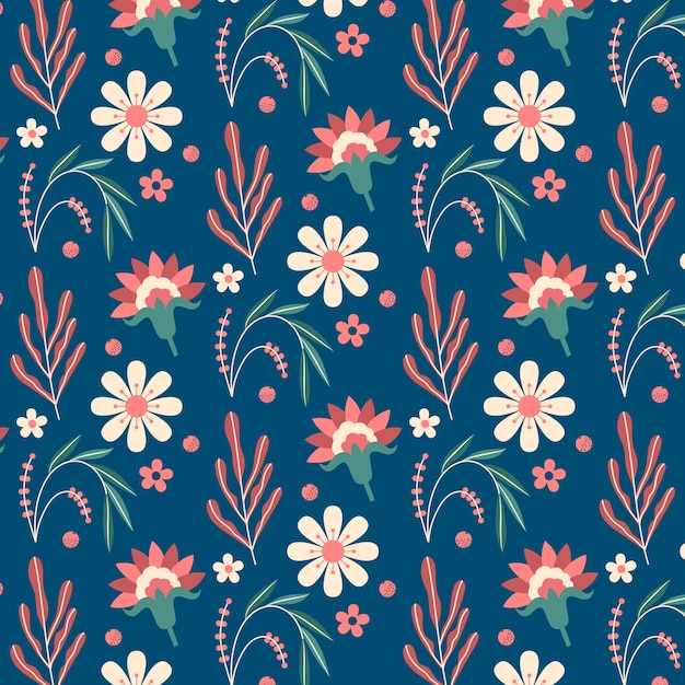 Diseño de patrón floral plano