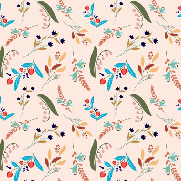 Diseño de patrón floral plano