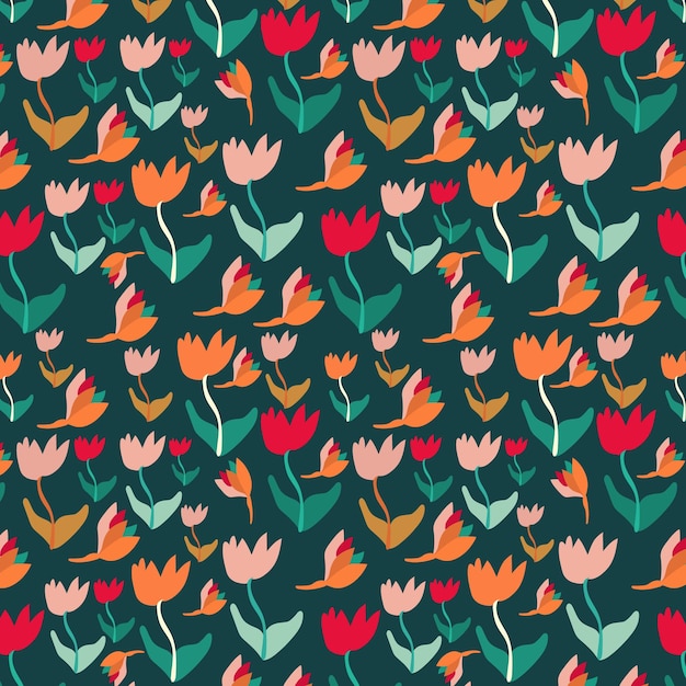 Diseño de patrón de flores de arte popular maximalista