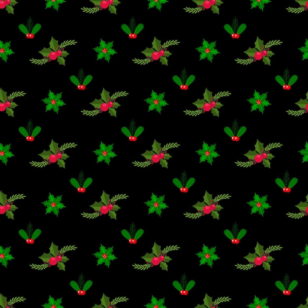 Diseño de patrón de flores de Navidad vectorial gratis